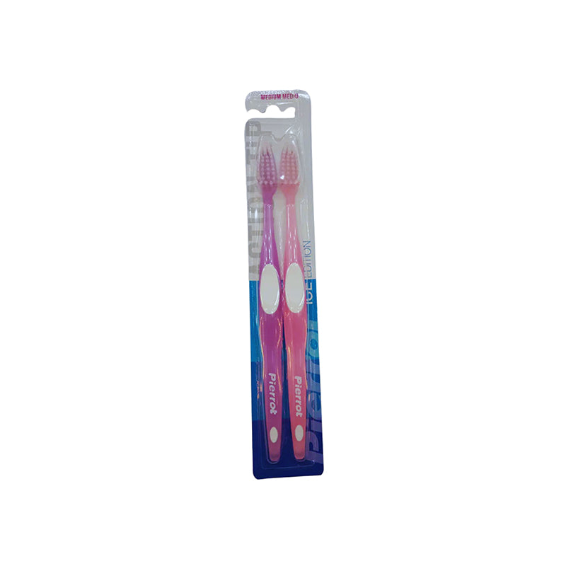 327 - PIERROT ACTION TIP TOOTHBRUSH X 2 PCS (MEDIU