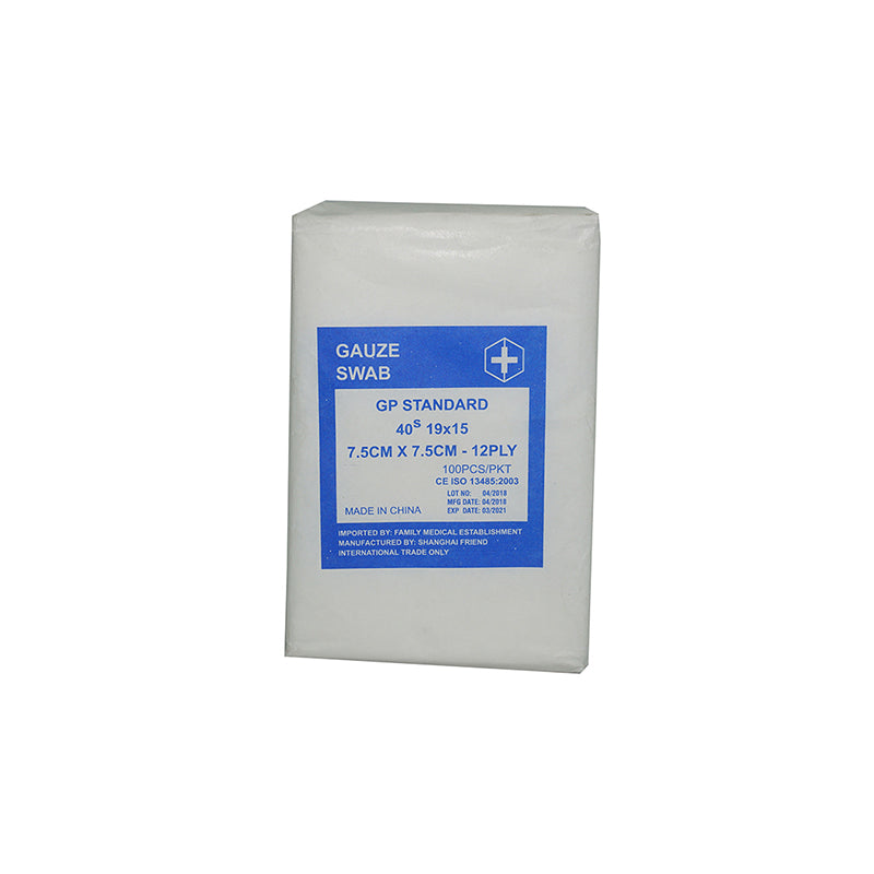 GAUZE SWAB 12 PLY 7.5CM 100S