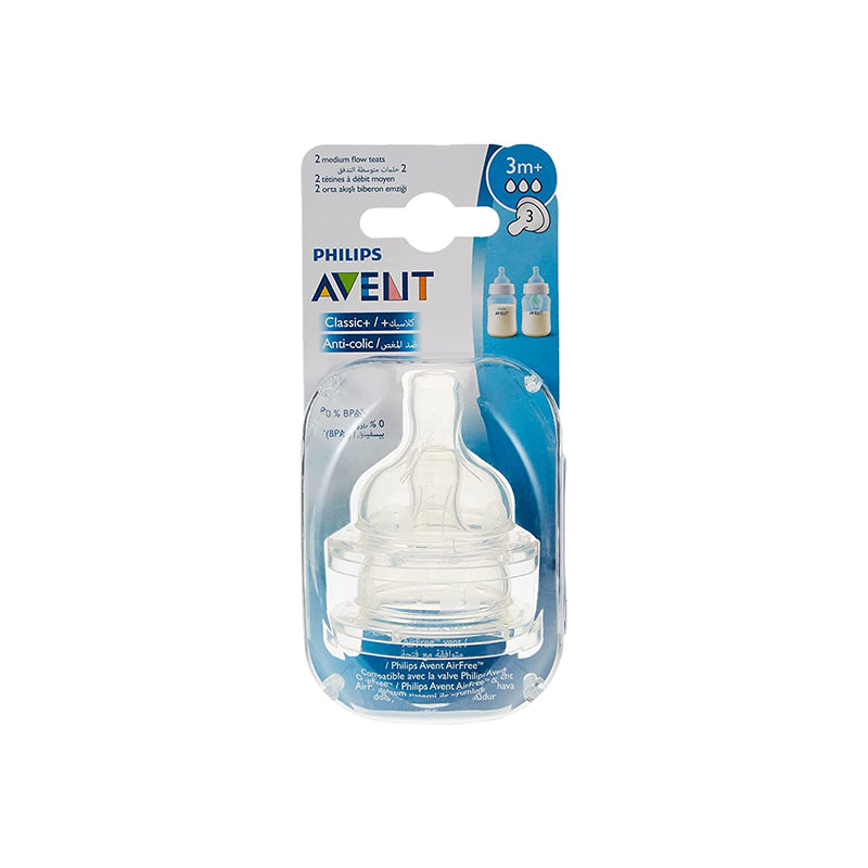 Avent Classic+ Anticolic Teats 2's 3 Hole 3+ M