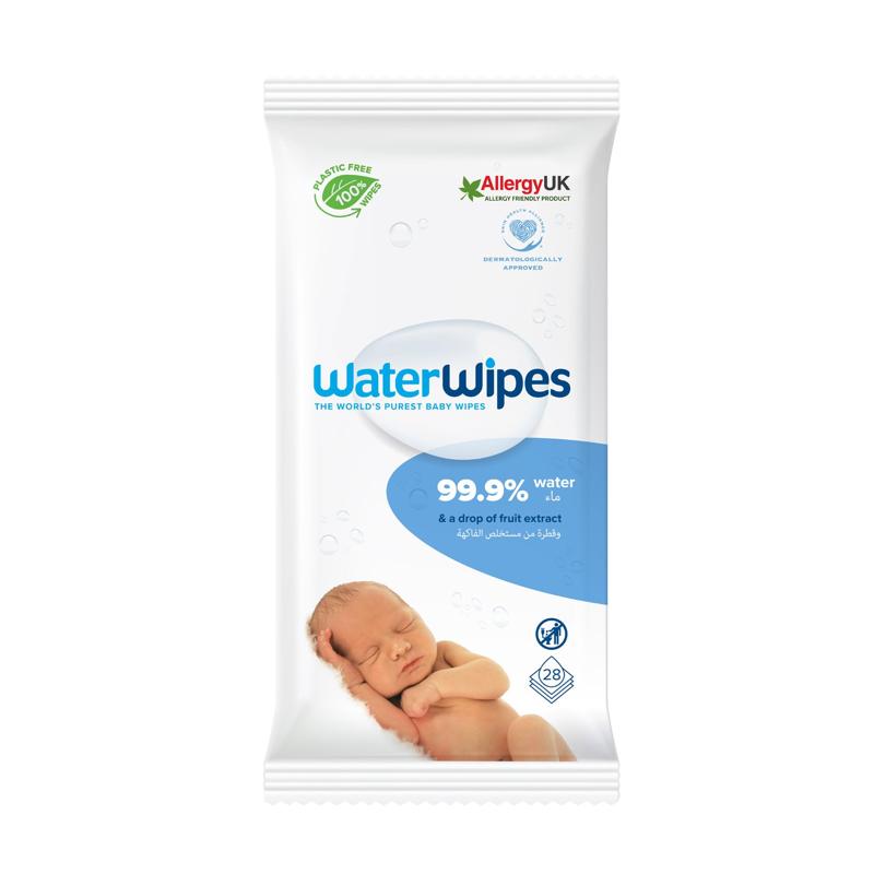 ALLERGYUK BABY WATER WIPES PLASTIC FREE 28'S-TRAVEL PACK