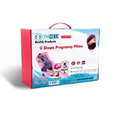 OMMED U SHAPE PREGNANT PILLOW WITH FREE MATERNITY BELT -PINK