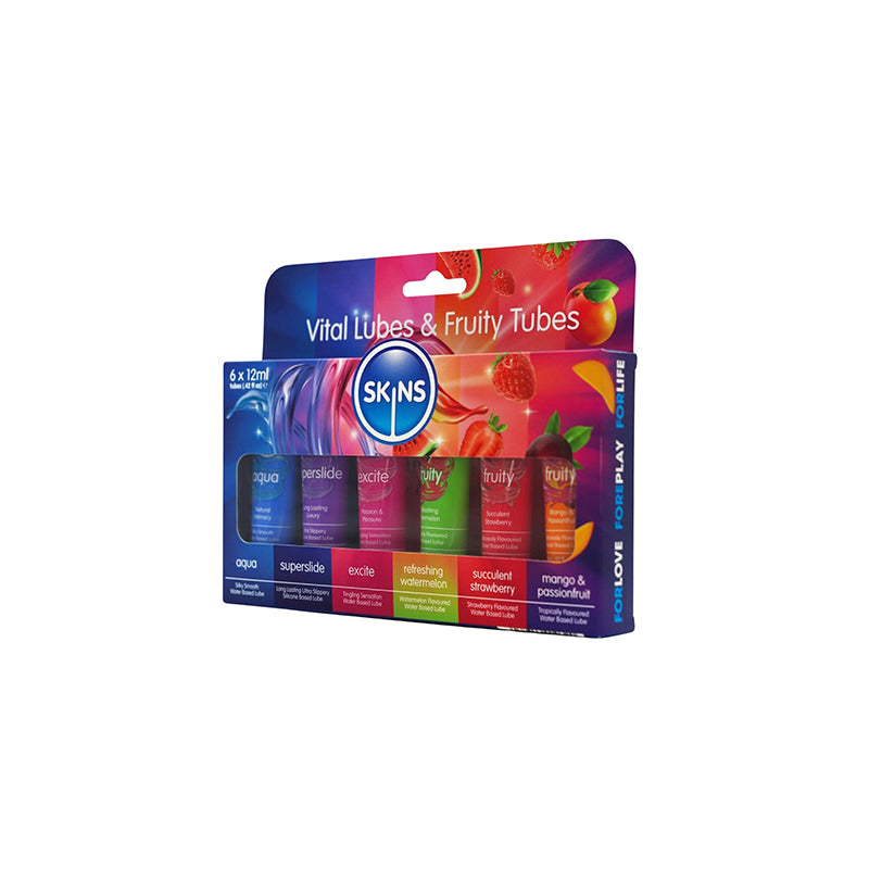 Skins Vital & Fruity Lubricants 6*12ml (Aqua+superslide+excite+watermelon+strew+mango+passonfruit)