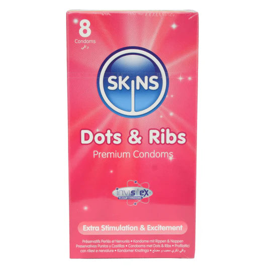 Skins Condoms Dots & Ribs - 8Pc