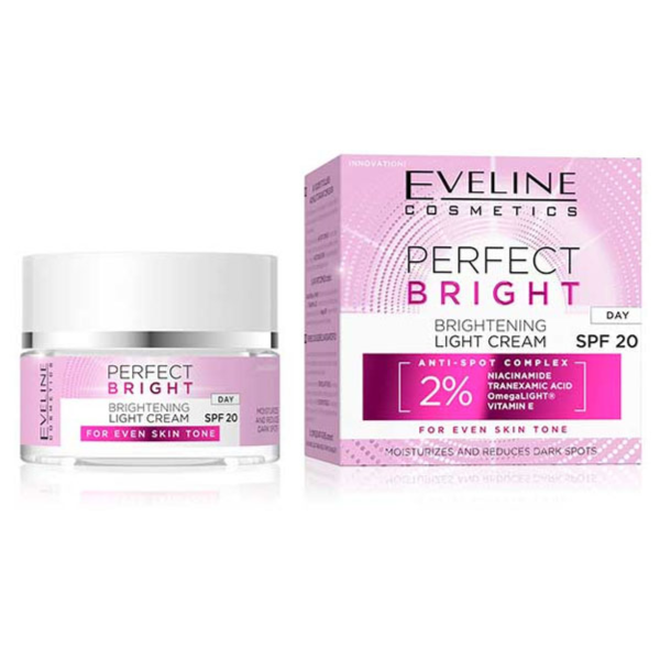 Eveline Perfect Bright Brightening Light Day Cream with SPF20 Anti-Spot Complex for even skin tone 50ml