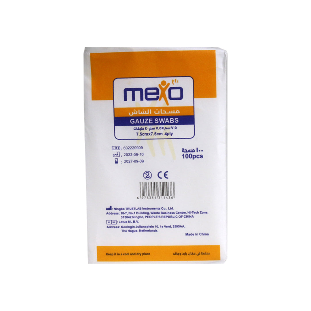 MEXO GAUZE SWAB (3X3') 7.5*7.5 CM 4 PLY 100'S