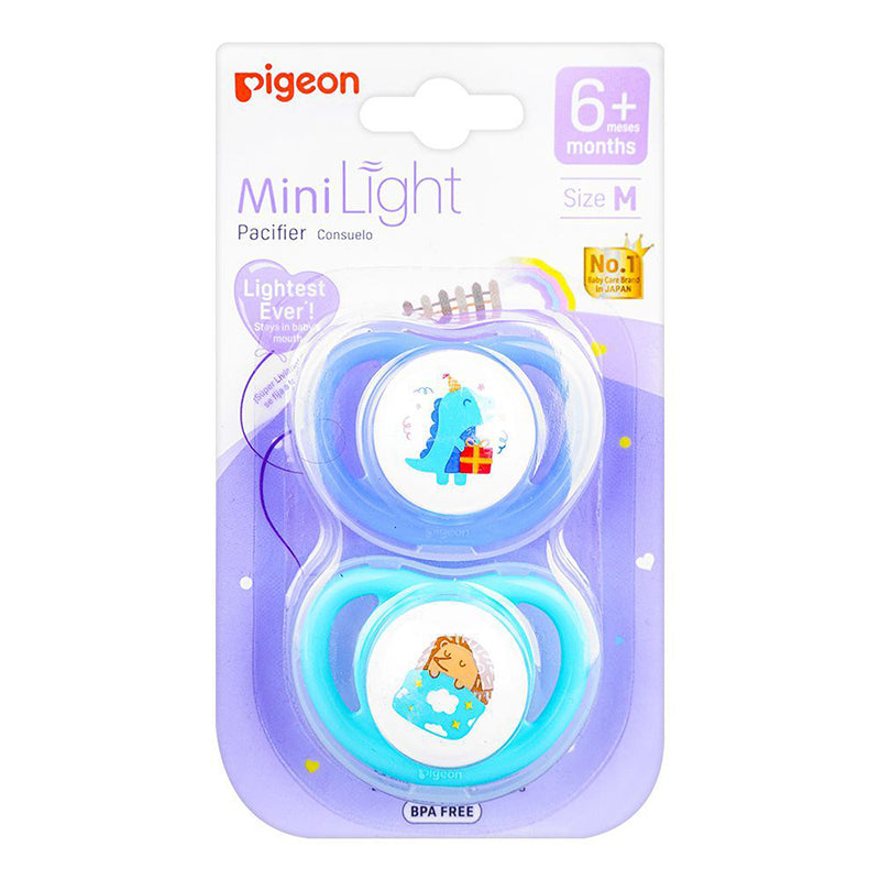 PIGEON MINILIGHT PACIFIER 6 + M DOUBLE-DINO+HEDGHOG 79913