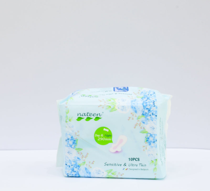 NATEEN SANITARY NAPKIN 290MM SENSETIVE & ULTRA THIN 10'S DAY & NIGHT (GREEN)