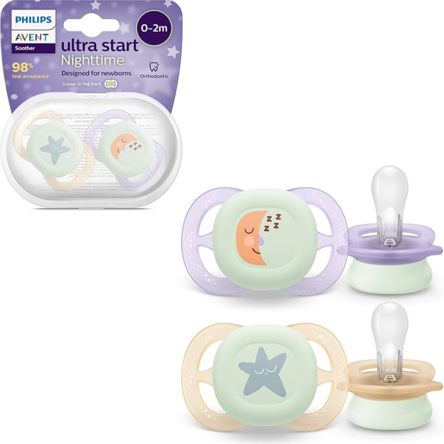 Avent Ultra Start Night Time Soother 0-2M Girl (2PCS) SCF075/07