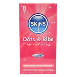 Skins Condoms Dots & Ribs - 8Pc